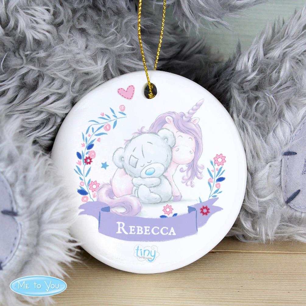 Personalised Tiny Tatty Teddy Unicorn Round Decoration Extra Image 1